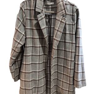Potter's Pot Checkered Trench Coat in Gray and Brown
